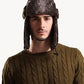 Bombermütze mit Ohrenklappe, Herren-Winter-Kunstleder-Fell, russische Ohrenklappen-Trapper-Mütze, Flieger-Fleece-Beanie für Herren