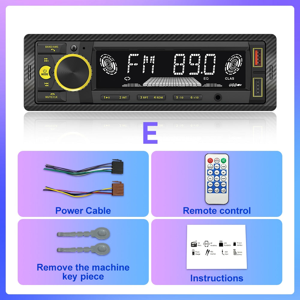 1 din Auto Radio MP3 Player FM Tuner Stereo, USB Multimedia Autoradio-Player Fernbedienung, Bluetooth