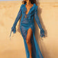 Sommer Strand Kleid, Elegante Bandage für Abend Party, Rüschen Schlank Maxi Kleid