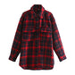 Damen Herbst Winter Mode Plaid Khaki Dicke Mäntel Oberhemd, Weibliche Stilvolle Taschen Plaid
