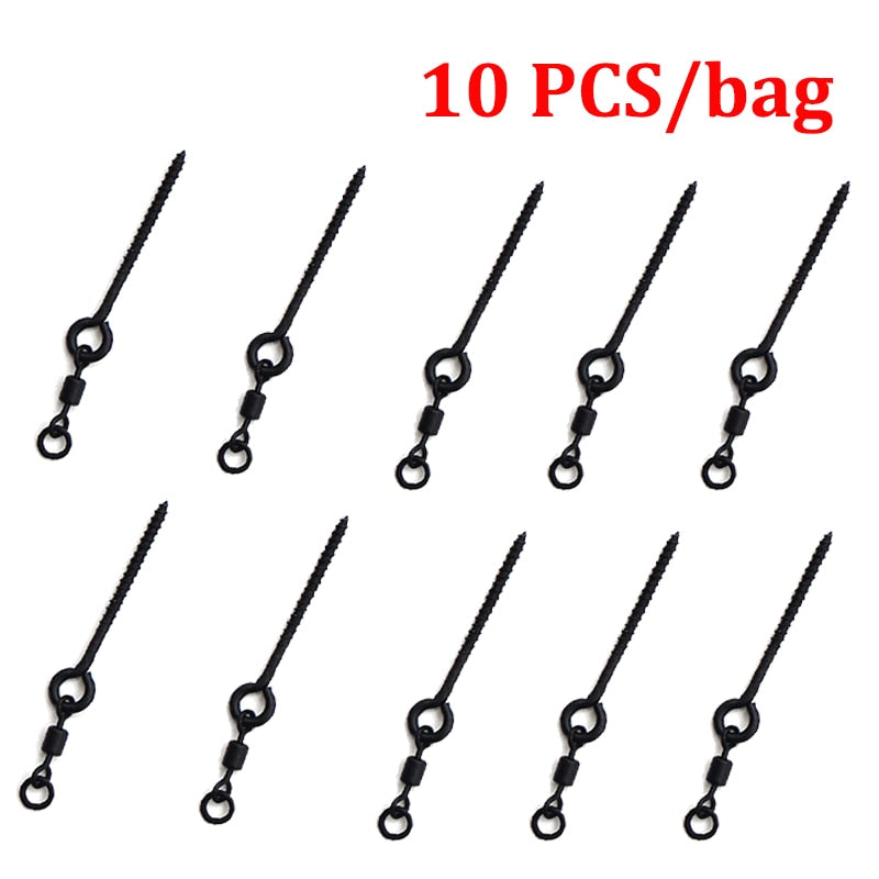 10PCS Boilie-Schraube mit Mirco-Ringwirbel für Ronnie Rig, D-Rig und Chod Rig, Terminal Tackle Köderhalter