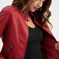 Damen Stehkragen Lederjacke, Motorradbekleidung