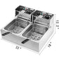 VEVOR 12L - 20L elektrische Fritteusen mit zwei Tanks für Zuhause, Fast-Food-Restaurants oder Camping