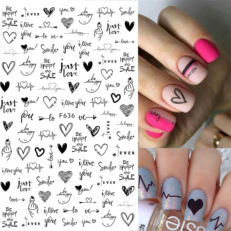 3D Nagelaufkleber, love Aufkleber, Gesicht Muster, Valentinstag Nail art Dekoration, Liebesherz