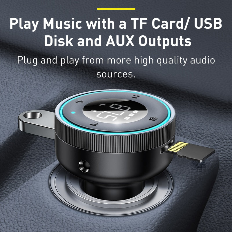 Baseus FM-Transmitter, Auto-Bluetooth 5.0-Musikadapter, 3,4 A, Dual-USB-Autoladegerät, MP3-Player, Radio, FM-Modulator