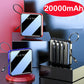 20000 mAh Mini-Powerbank mit Micro-USB-Typ-C-Kabel, tragbares Ladegerät, LED-Spiegel-Powerbank, externer Akku