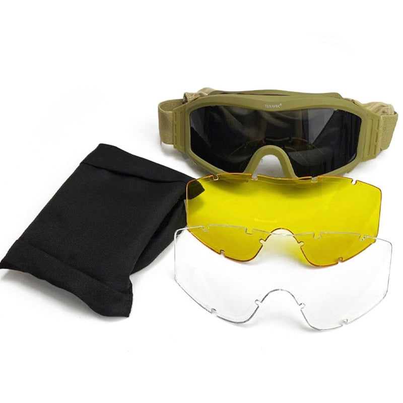 Schwarz Tan Grün Militärische Taktische Schutzbrille, Schießsonnenbrille, Winddichte Wargame Bergsteigerbrille