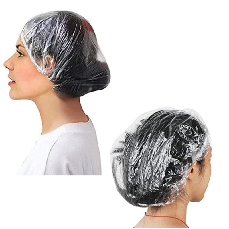 100 Stück Einweg-Duschhaube, wasserdicht und transparent