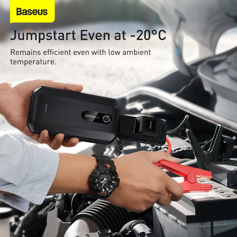 Baseus Auto-Starthilfe-Powerbank, 20000 mAh, 10000 mAh, tragbarer Auto-Booster, Notfall-Batterieladegerät, 12 V, 2000 A, Startgerät