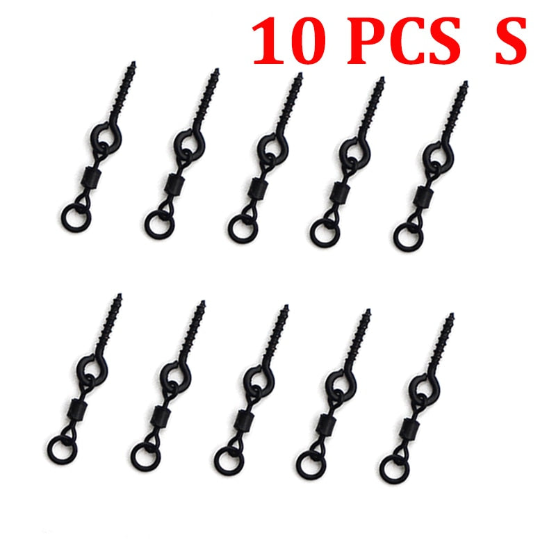 10PCS Boilie-Schraube mit Mirco-Ringwirbel für Ronnie Rig, D-Rig und Chod Rig, Terminal Tackle Köderhalter