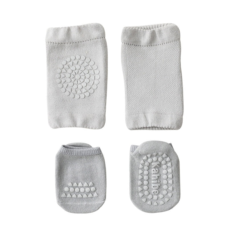 Baby Antirutsch Socke und Knieschutz für kleine Kinder, Baby Krabbeln Knie Pads Socken Set