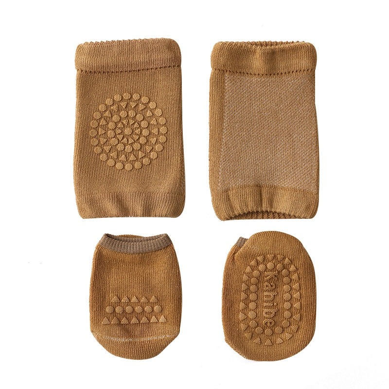 Baby Antirutsch Socke und Knieschutz für kleine Kinder, Baby Krabbeln Knie Pads Socken Set
