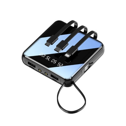20000 mAh Mini-Powerbank mit Micro-USB-Typ-C-Kabel, tragbares Ladegerät, LED-Spiegel-Powerbank, externer Akku