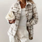 Damen Herbst Winter Mode Plaid Khaki Dicke Mäntel Oberhemd, Weibliche Stilvolle Taschen Plaid