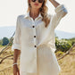Sommer Strand Freizeit Taste, Damen Baumwollen Anzug aus Leinen, Zwei-stück Langarm-shirt Shorts Outfits