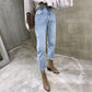 Vintage Hohe Taille Gerade Jeans Hose für Frauen