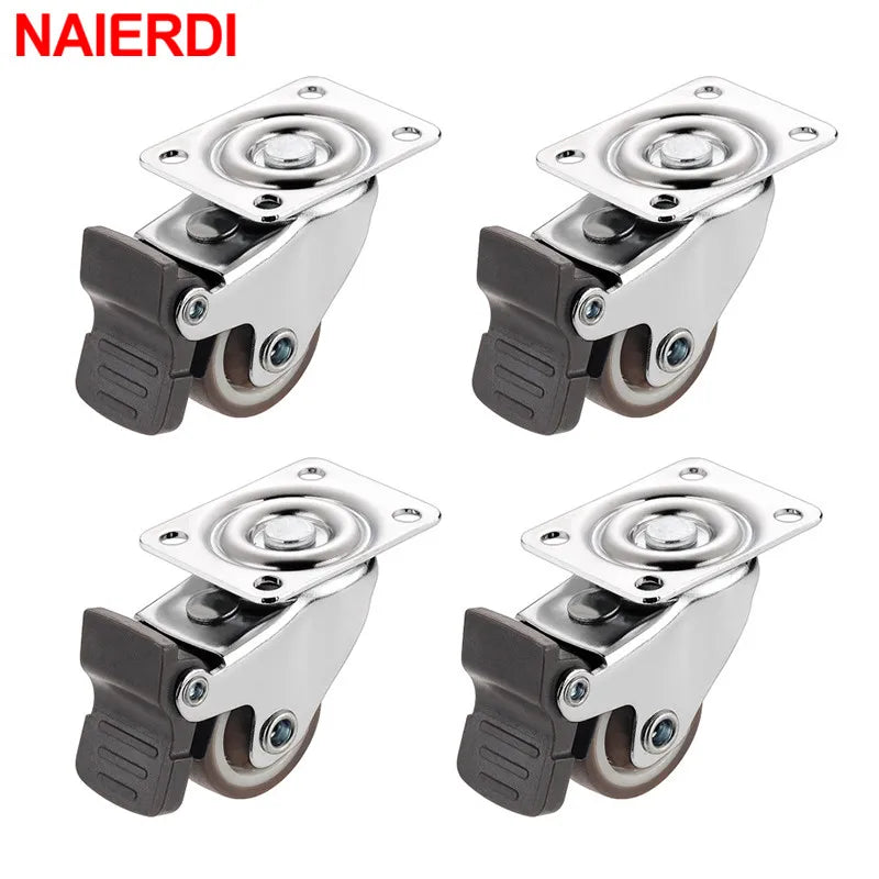 4PCS 1-2inch Möbelrolle Weichgummi Universalrad Schwenkrolle Rollenrad für Trolley-Zubehör