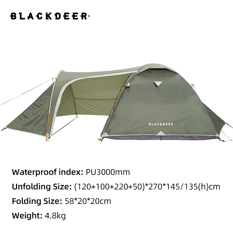 Blackdeer Archeos 2–3 Personen, Rücksack-Zelt, Outdoor-Camping-Zelt, 4-Jahreszeiten-Winterrock-Zelt, doppellagig