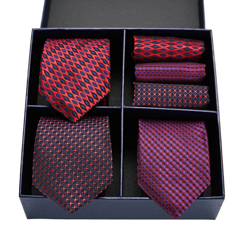 Geschenkbox-Set Herren-Krawatte, Seide, klassisches Jacquard-Gewebe, extra langes Krawatten-Einstecktuch-Set für formelle Hochzeitsfeier für Männer