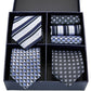 Geschenkbox-Set Herren-Krawatte, Seide, klassisches Jacquard-Gewebe, extra langes Krawatten-Einstecktuch-Set für formelle Hochzeitsfeier für Männer