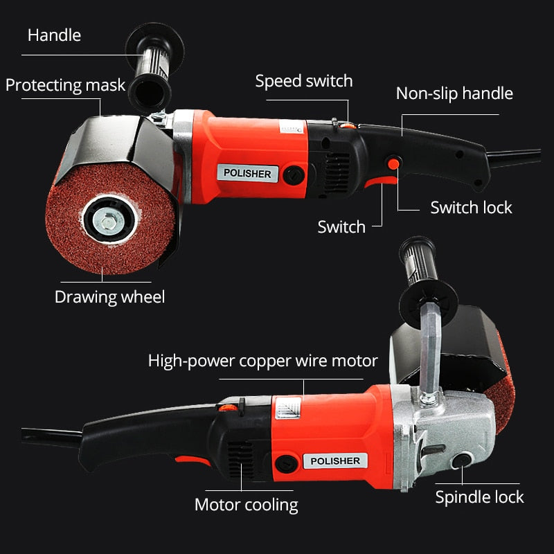 Industrielle Poliermaschine, Satiniermaschine zum Schleifen sowie zum Reinigen verschmutzter Oberflächen, Drahtziehmaschine zum Polieren von Metall, Holz, Keramikfliesen