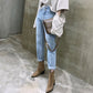 Vintage Hohe Taille Gerade Jeans Hose für Frauen