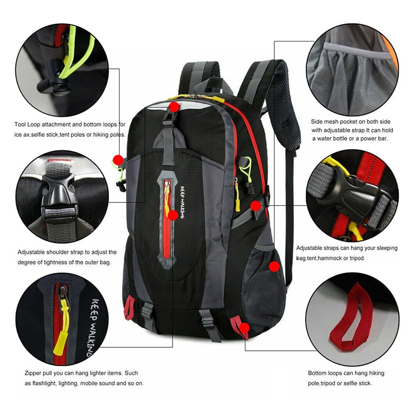 40L  Wasserdichte Wanderrücksäcke für Camping, Radfahren & Trekking