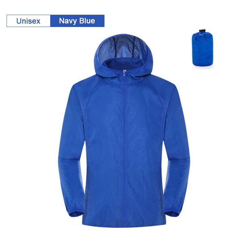 Camping Regenjacke für Männer & Frauen, Wasserdichte Sonnenschutzkleidung, Angeln und Jagdkleidung mit Tasche