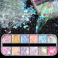 12 Gitter Perlweiß Chrom Nagel, Pigment UV Gel Nagellack