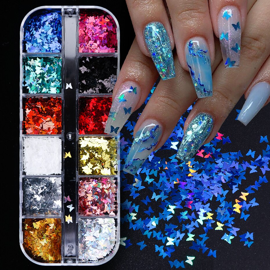 12 Gitter Perlweiß Chrom Nagel, Pigment UV Gel Nagellack