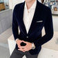 Herren Blazer aus hochwertigen Samt, Lässig Mode-Anzug Jacke, Business Herrenjacke
