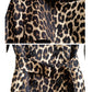 Britische Leopard Damen Mantel mit Gürtel, Zweireiher Lange Windjacke