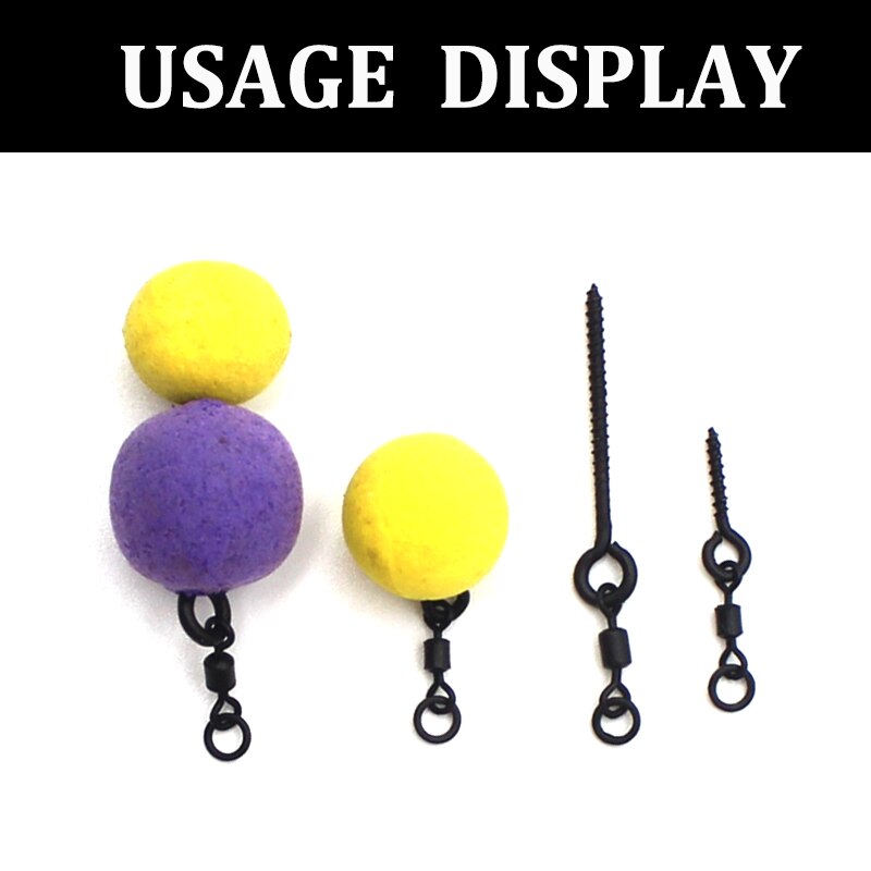 10PCS Boilie-Schraube mit Mirco-Ringwirbel für Ronnie Rig, D-Rig und Chod Rig, Terminal Tackle Köderhalter