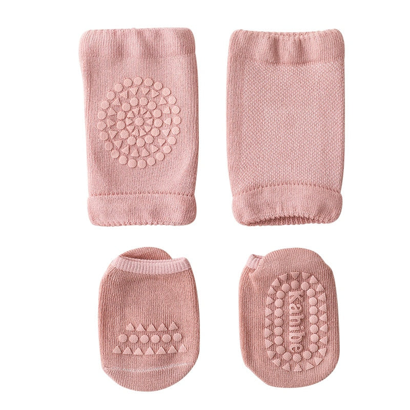 Baby Antirutsch Socke und Knieschutz für kleine Kinder, Baby Krabbeln Knie Pads Socken Set