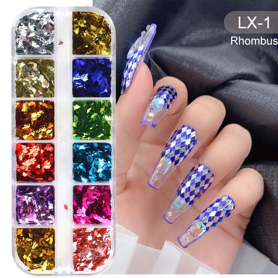 12 Gitter Perlweiß Chrom Nagel, Pigment UV Gel Nagellack