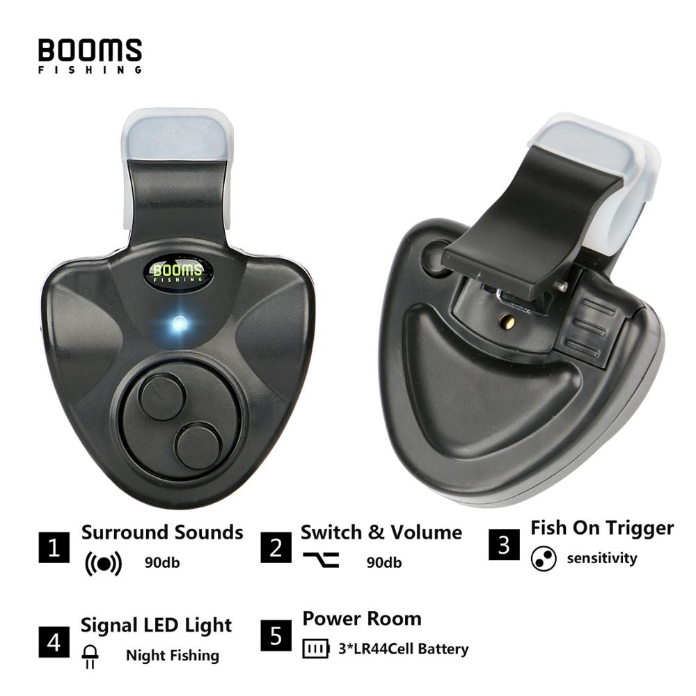 Booms Fishing E01 Fischbissanzeiger, elektronischer Summer an der Angelrute mit lauter Sirene, Tages- und Nachtanzeige mit LED-Licht