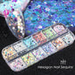 12 Gitter Perlweiß Chrom Nagel, Pigment UV Gel Nagellack