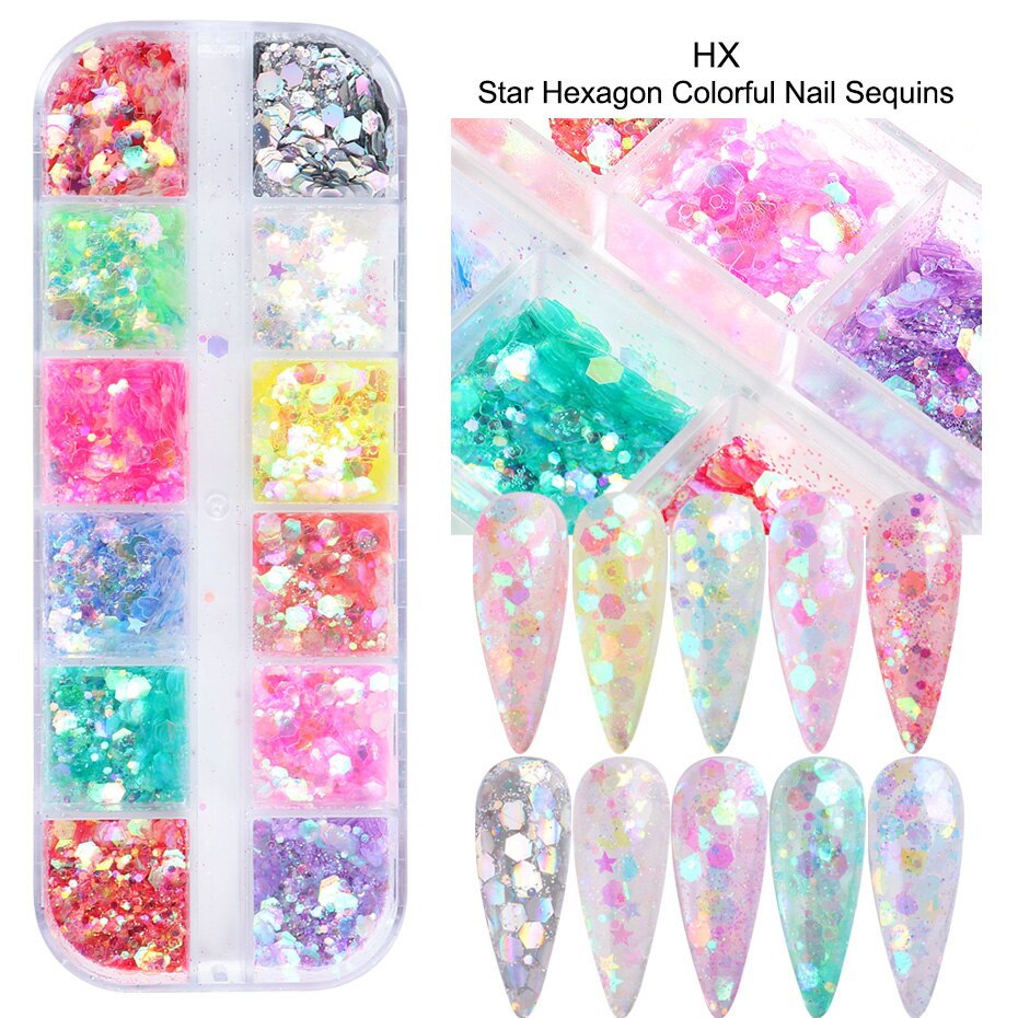 12 Gitter Perlweiß Chrom Nagel, Pigment UV Gel Nagellack
