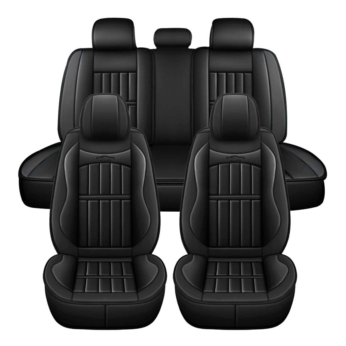 11PCS 5 Sitze Autositzbezüge inkl. Schutz Kissen Deluxe aus Leder Vorne + Hinten Komplettes Set