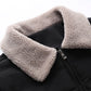 Herbst Winter Revers Wolle Herrenjacke, Herren Einfarbig Dünne Baumwolljacke, Freizeitjacke