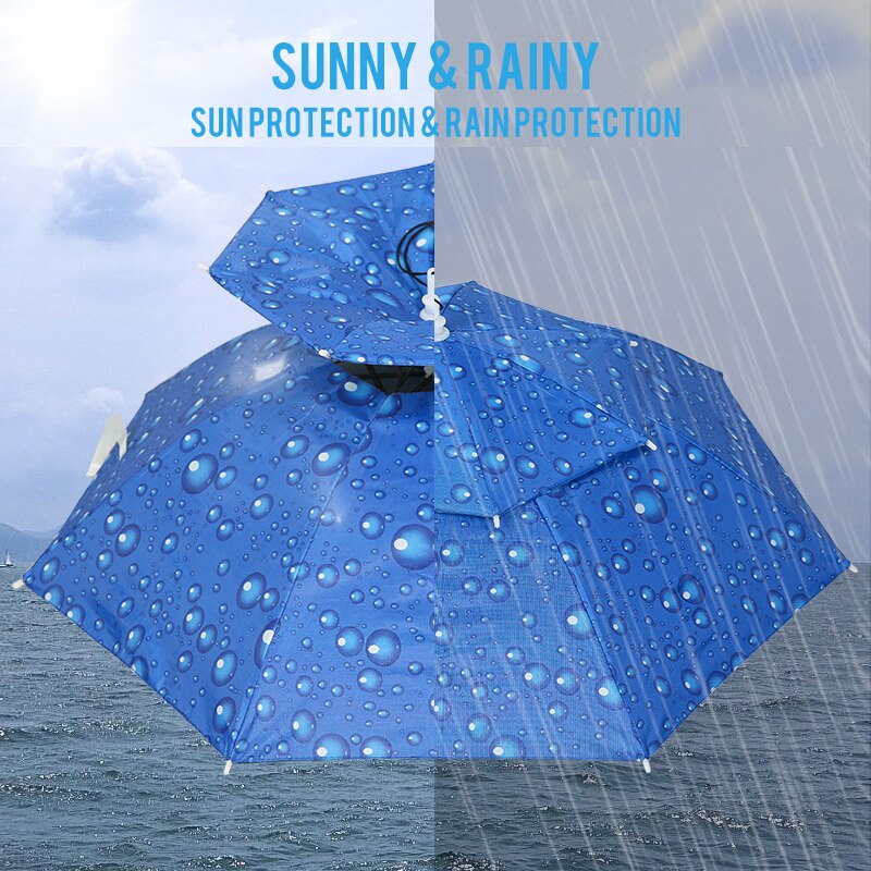 Faltbarer Sonnenschutz-Regenschirm-Hut im Freien, doppellagige Kopfbedeckung Tarnung im Freien, Wandern, Camping, Angeln