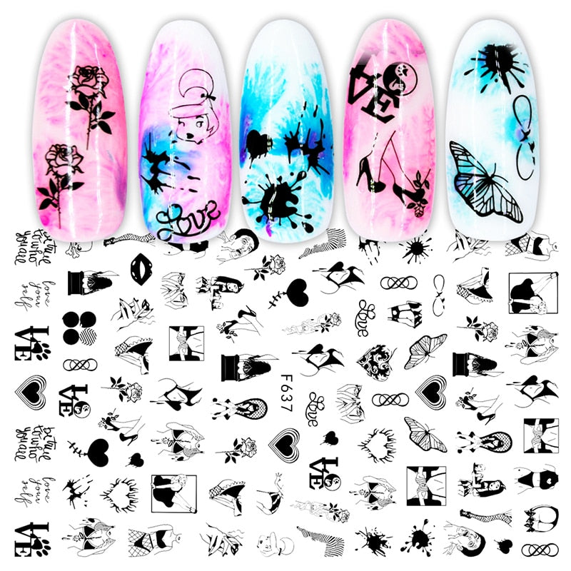 3D Nagelaufkleber, love Aufkleber, Gesicht Muster, Valentinstag Nail art Dekoration, Liebesherz