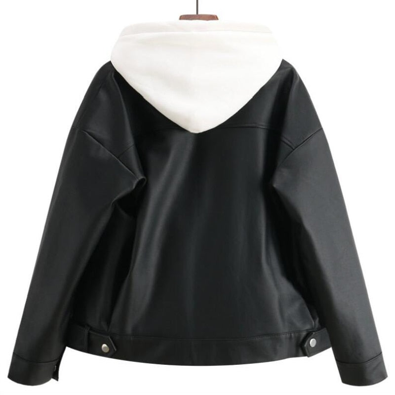Herbst Winter Leder Jacke Übergroßen Freund Koreanischen Stil
