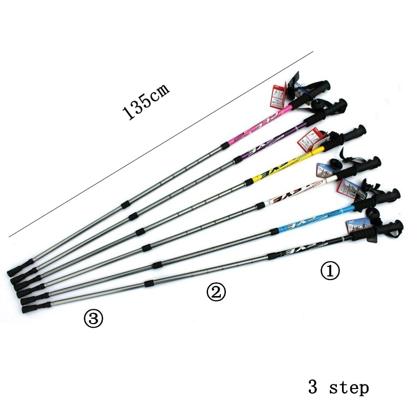2 Teil/para 135 CM Spazierstock Trekking, Stoßfest, Aluminiumlegierung Klettern Stick Teleskop zum Wandern