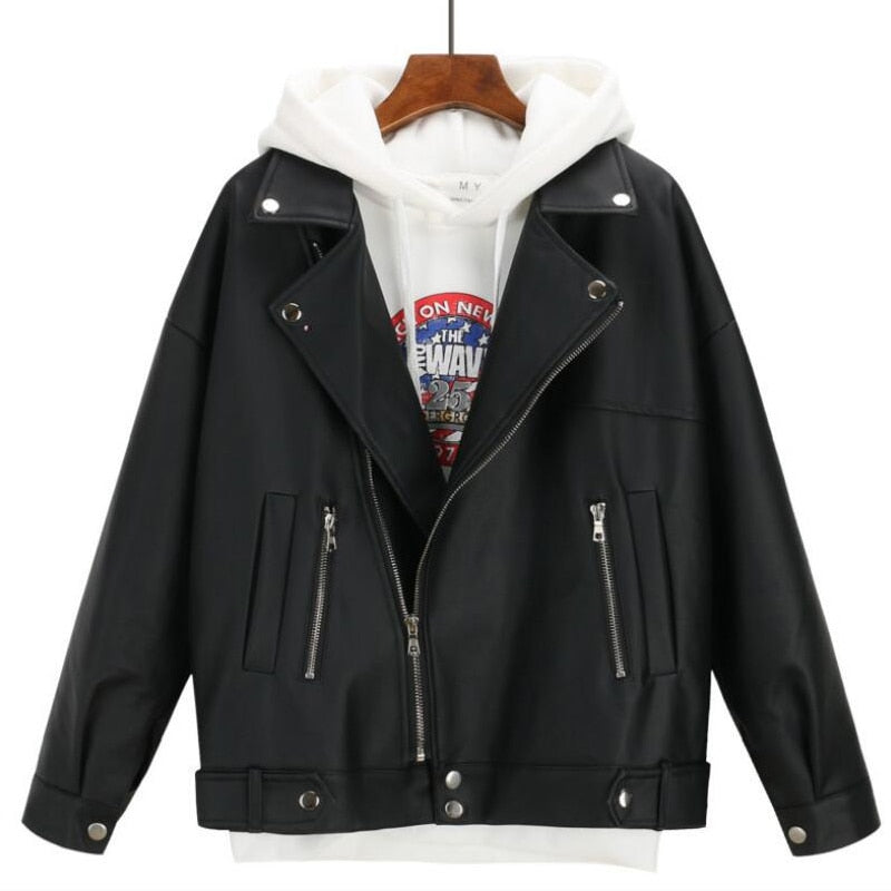 Herbst Winter Leder Jacke Übergroßen Freund Koreanischen Stil