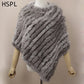 HSPL Pelz Herbst Poncho, Echt Kaninchen Dreieck Gestrickte Damen Pullover, Dame Pashmina