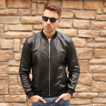 Große Größe 5XL Herren Echtleder Bomberjacke, Fliegerjacke Schwarz Aviator Pilotenmäntel