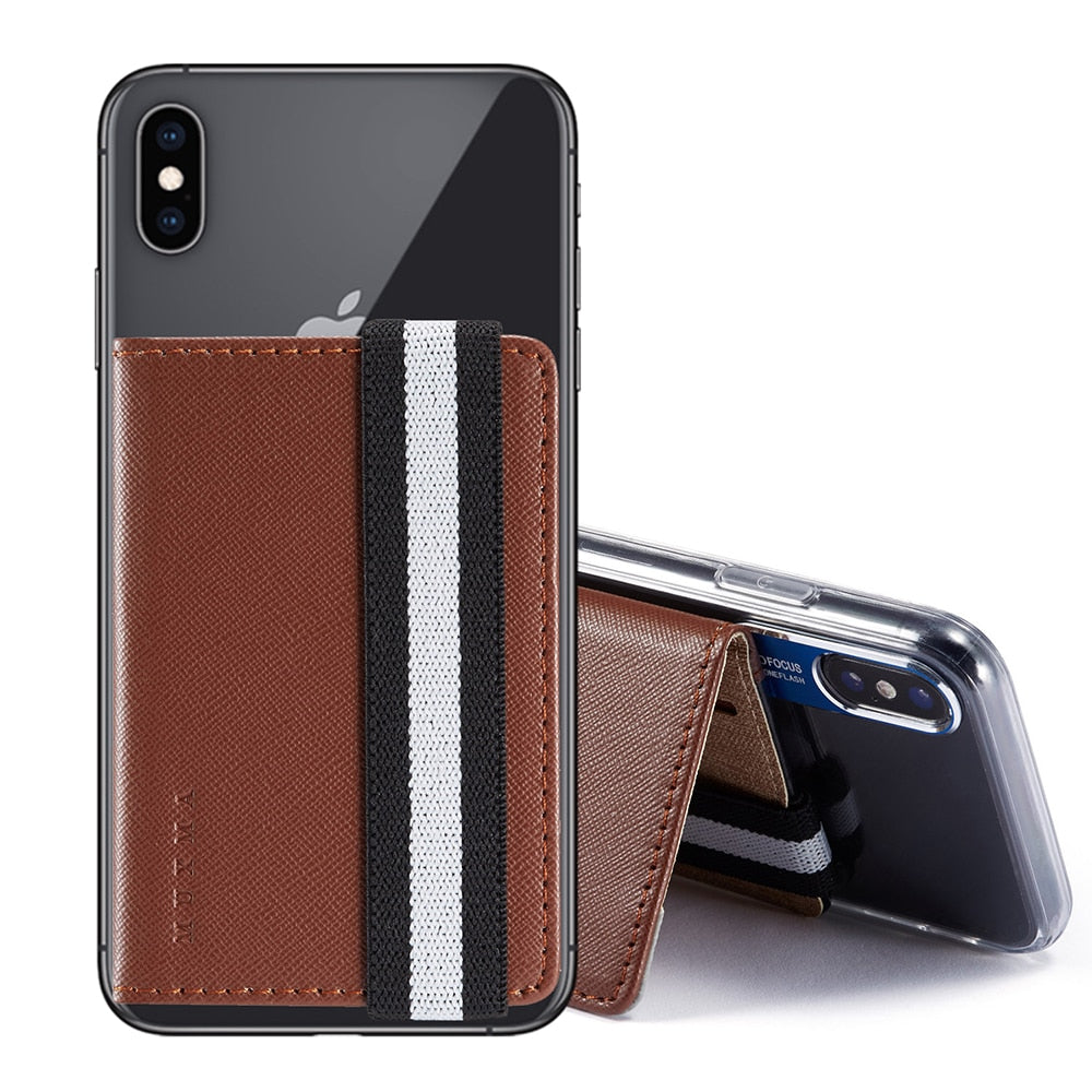 Flip Sticker Leder-Handy-Kartenhalter-Hülle, selbstklebend, Brieftaschen-Beutel, flexibler Ständer, Aufkleber, Kredit-ID-Karten, Buddy-Sets