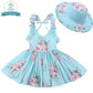Baby Mädchen Kleid mit Hut und Blumendruck, Partykleid
