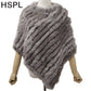 HSPL Pelz Herbst Poncho, Echt Kaninchen Dreieck Gestrickte Damen Pullover, Dame Pashmina